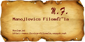Manojlovics Filoméla névjegykártya